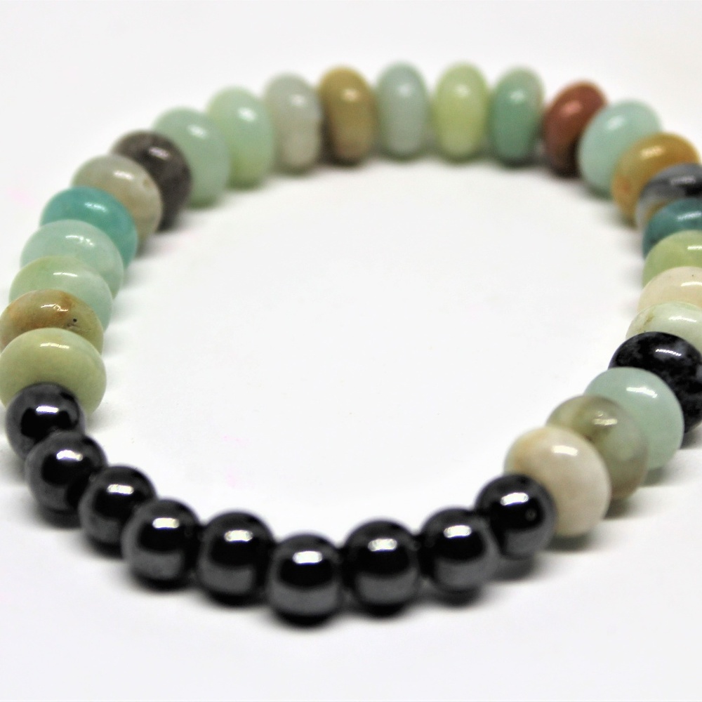 Amazonite and hematite stretch bracelet